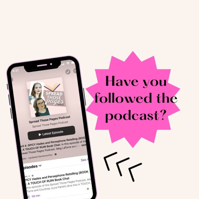 Have you followed the podcast, yet? You totally should so you'll get notified when a new episode drops, like the one that's coming first thing tomorrow! Eep! #romancepodcast #spreadthosepagespodcast #bookpodcast #podcastlife #bookpodcaster #podcasterofinstagram